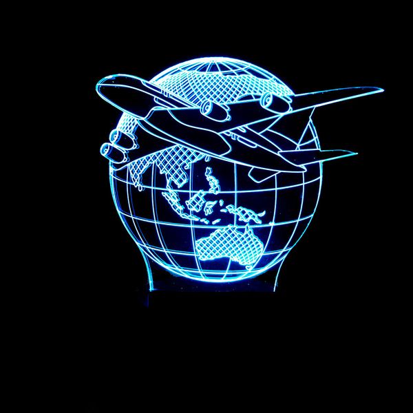

3d airplane illusion remote control led desk night light lamp 7 color touch lamp kids children family holiday gift home decor