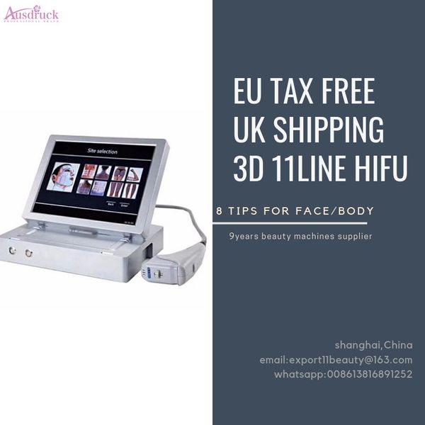 

2019 uk tax 2color skin rejuvenation 3d hifu face lift body slimming lifting have 8 optional cartridges skin tightening machine ce