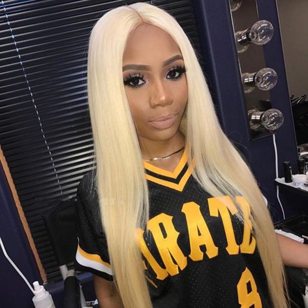 Remy Human Hair Full Lace Wig Brazilian Hair Blonde 613 Straight