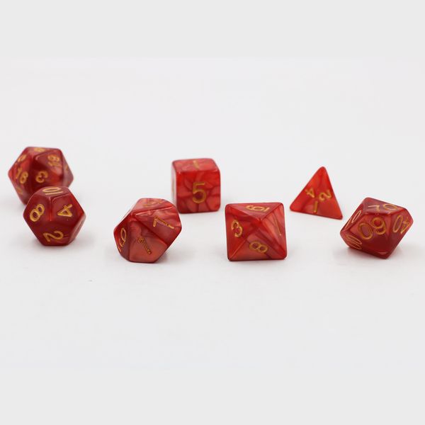 

dungeons & dragons 7pcs/set creative rpg game dice d&d colorful multicolor dice dnd red marble pattern, Black