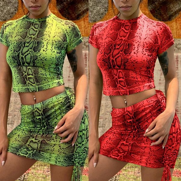 

new womens ladies fashion casual summer clothing sets snake print mini skirt tank 2 pieces set bodycon party clubwear, White