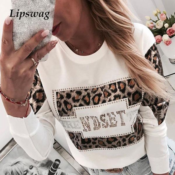 

women pullover leopard printed sweatshirt autumn winter long sleeve blouse shirt ladies o neck casual hoodie blusa, Black