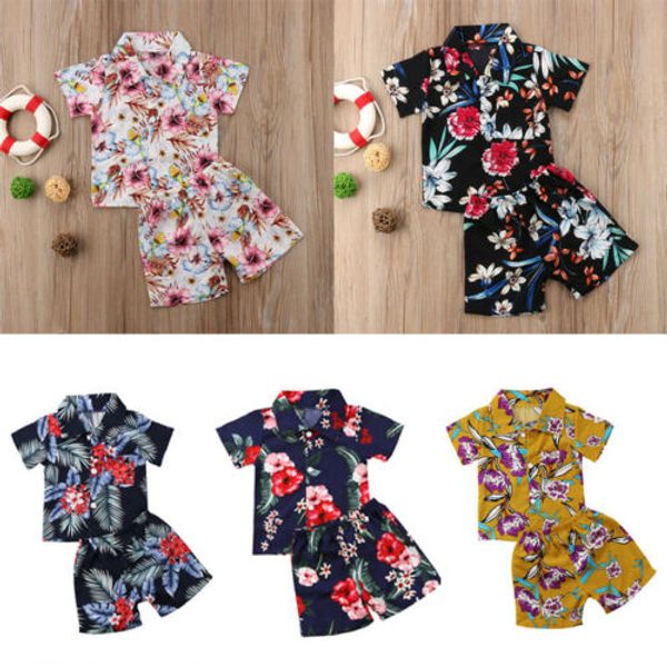 

2pcs toddler infant kid baby boys t-shirt +pants summer outfits clothes set, White