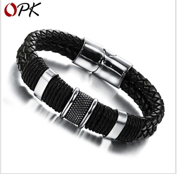 

new jewelry leather bracelet valentine's day to send boyfriends and men baitie braided personality jewelry, Golden;silver