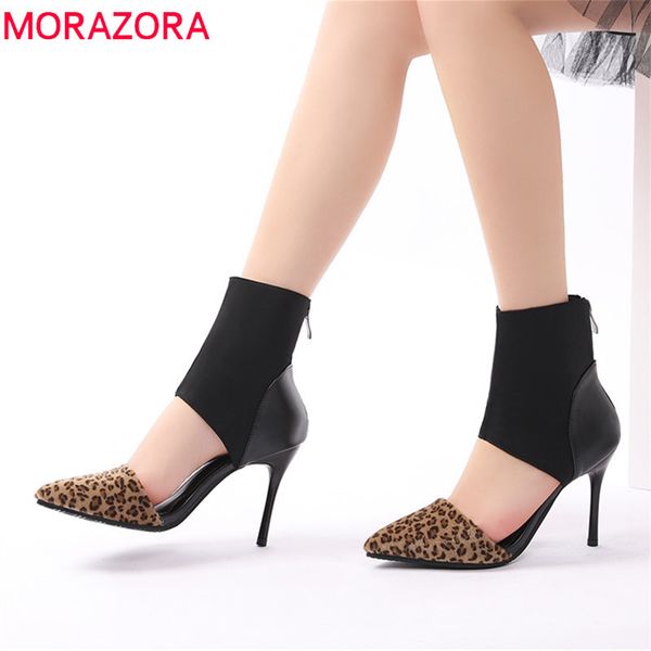 

morazora 2019 new fashion style women pumps pointed toe summer gladiator shoes female stiletto heels shoes woman prom shoes, Black