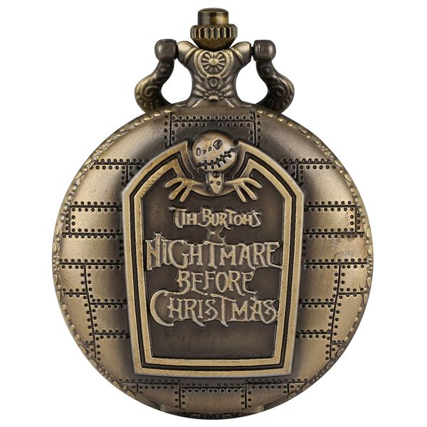 

antique bronze quartz pocket watch for men women fashion skull accessory steampunk pendant necklace chain fob watches nice gifts, Slivery;golden