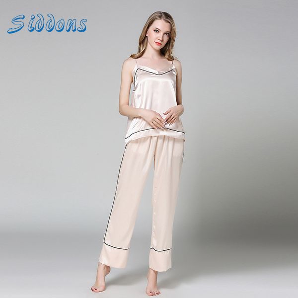 

siddons women's 2 pieces pajamas sets 2020 spring and summer furnishing wear women pajama sets pant female home pajamas, Black;red