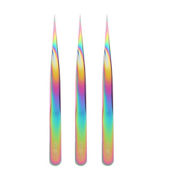 

cursavela eyelash extension tweezers rainbow stainless steel makeup lash tweezers 1pcs accurate 3d mink eyelashes