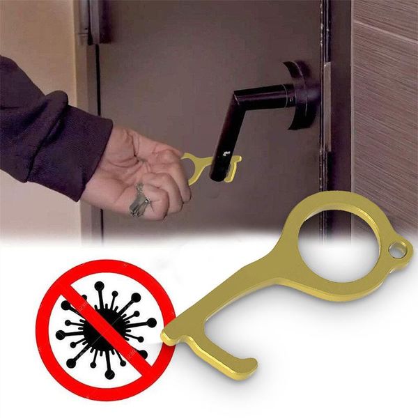 

38# contactless safety door opener safety protection isolation brass key door opener brass key portable handle 2020