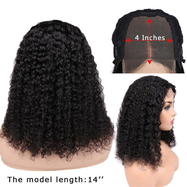 

shows shine remy brazilian curly human hair lace wig 4*4 closure wigs human wig glueless 8-20inch with 150% density for black women, Black;brown