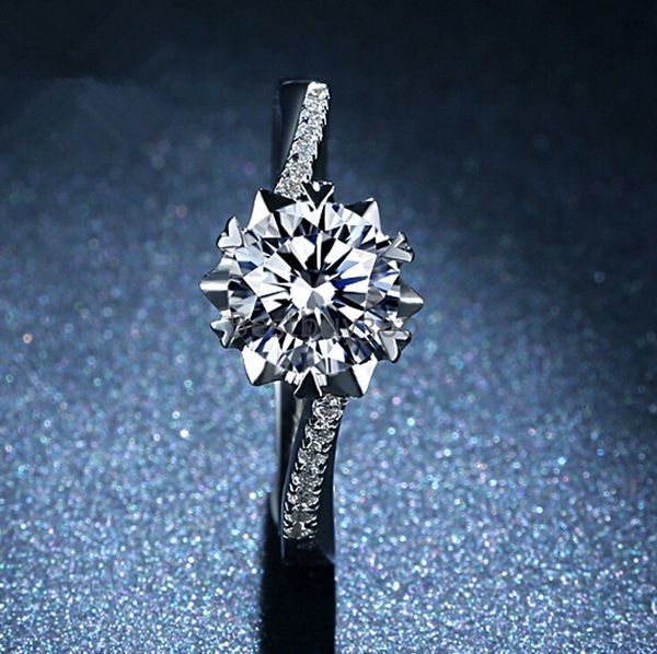 

день 1 карат стерлингового серебра 925 кольцо снежинка engagement wedding diamant s925 кольцо бэнд валентина (апб, Slivery;golden