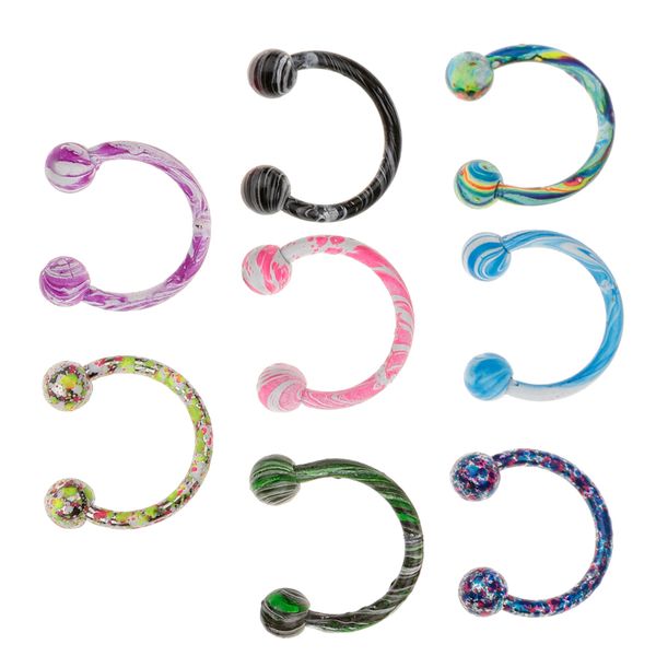 

8 pieces stainless steel hoop lip nose, Slivery;golden