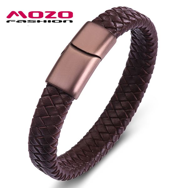

fashion leather bracelet new classic style men simple brown neutral accessories hand-woven wrist band jewelry gifts ps2156, Golden;silver