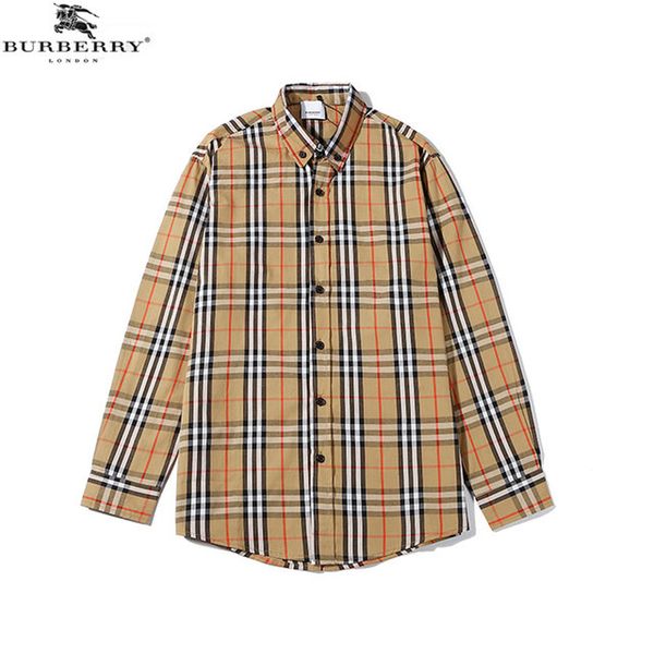 

bbr burb brand mens designer long sleeve shirts firmate dress shirts fashion casual luxury shirt plaid shirt homme button up 0016