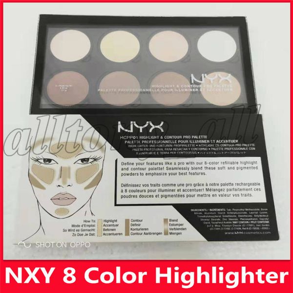 

2019 nyx 8 color highlight contour cream pro palette pigmented hadow highlighter makeup face concealer