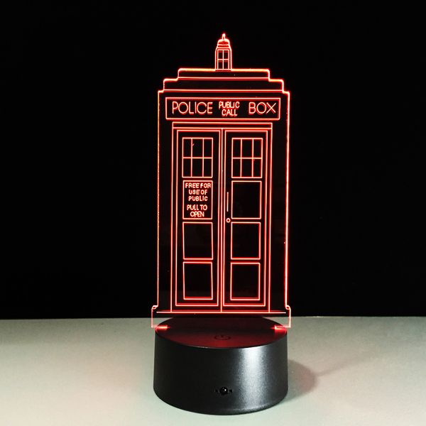 

police box 3d night lamp acrylic led usb table lamp lights multi-colored bulbing light 1 piece 7 colors change lamp drop ship