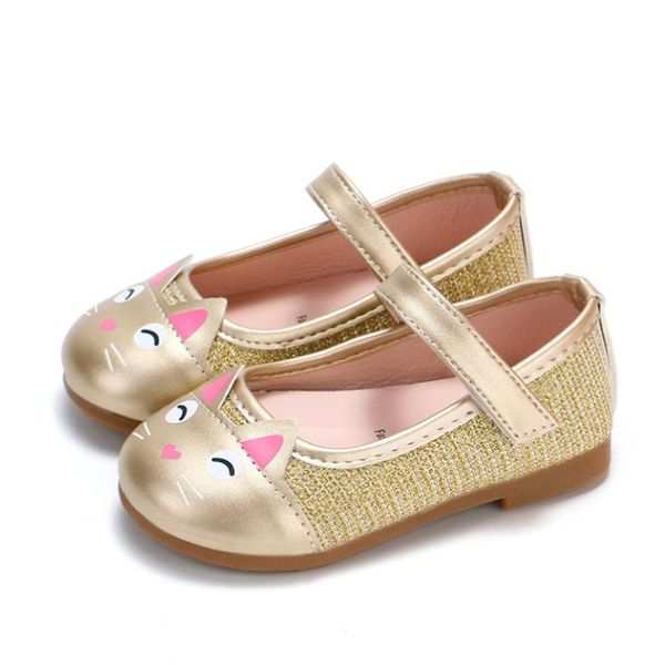 

детская обувь принцесса обувь золотой розовый черный сандалии детей кожаные платья партии flat cat девушки сандалии младенца вскользь тапки, Black;grey