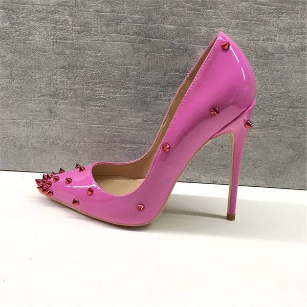 

2019ss fashion women lady pink patent leather poined toes high heeled heels shoes stiletto heel shoes pump 12cm 10cm 8cm