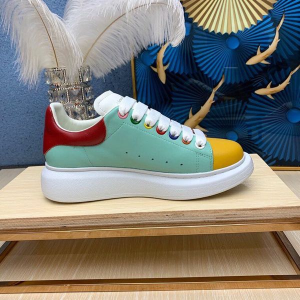 

high-quality casual shoes for men and women couples 2019 new white shoes luminous original silk leather double rubber sole color stitching v, Black