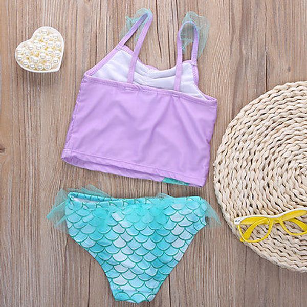 

2pcs 2020 kids baby girl little character catton princess tankini bikini set swimwear swimsuit two-piece suits beachwear