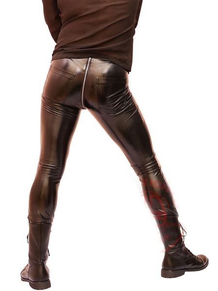 

979797men super sexy кожезаменитель брюки колготки slim fit брюки zip промежности упругие night club new, Blue