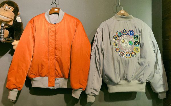 

genuine nasa jacket man zipper up arm pocket black and orange nasa bomber jacket ypf367