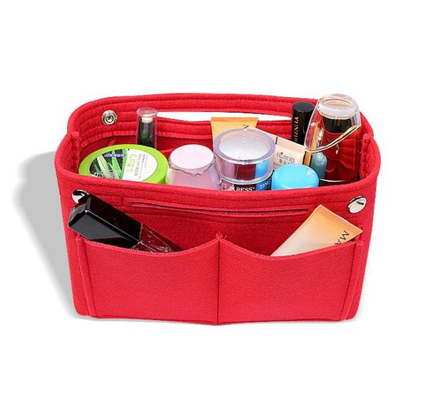 

cosmetic organizer organizer handbag felt travel storage multi-functional makeup insert handbag portable cloth bags killb, Red;black
