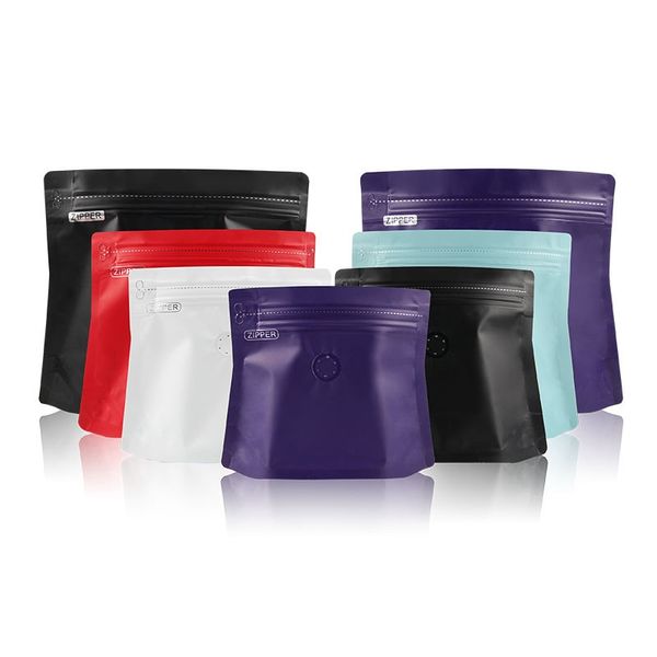 

25pcs/lot thick coffee bag packaging with valve stand up coffee bean powder zip lock package bags 100g/ 150g/ 0.5 pound/ 1kg storage baskets