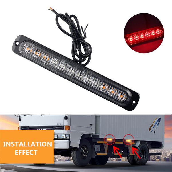 

12led car brake strobe warning lights turn signal tail light amber white truck hazard beacon flash warn emergency lamp 12-24v