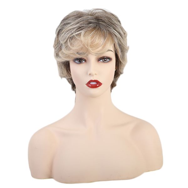 

10 inch human hair short wig short curly hair wigs for women lady, Black