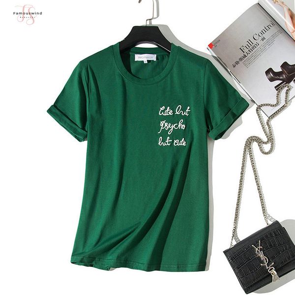 

буквы футболки вышивка женщины 2019 лето хлопок o-образным вырезом с коротким рукавом tshirts плюс размер женщины тис топ harajuku, White