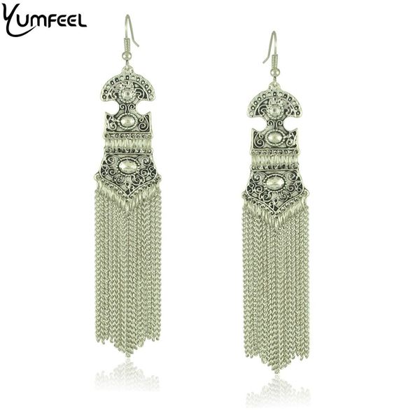

yumfeel new vintage jewelry chains tassel long earrings for woman brincos pendientes, Golden