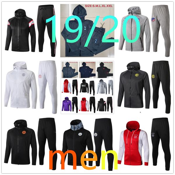 

19 20 real madrid ajax new hoodie kit soccer jacket 2019 2020 tracksuit football jacket mbappe champion survêtement hoodie, Black