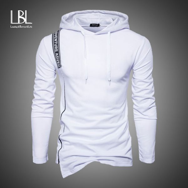 

fashion autumn hoodies men sweatshirts 2019 male stitching hooded hip hop long sleeve sweatshirt men slim fitness hoody outwear, Black