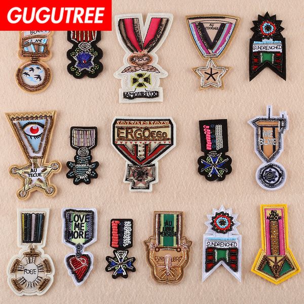 

gugutree beaded embroidery army rank patch animal patches badges applique patches for clothing dk-111, Black