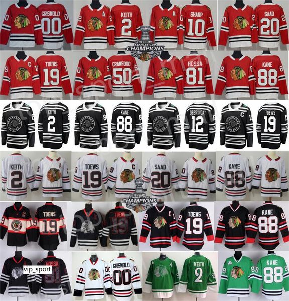 

winter classic chicago blackhawks jersey hockey duncan keith jonathan toews 88 patrick kane corey crawford alex debrincat saad griswold, Black;red