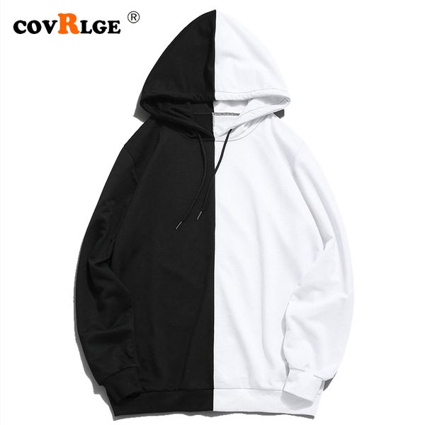 

covrlge новый дизайн мужские лоскутная толстовка кофты для man осень spring boy пуловер streetwear thin фуфайки пальто mww213, Black