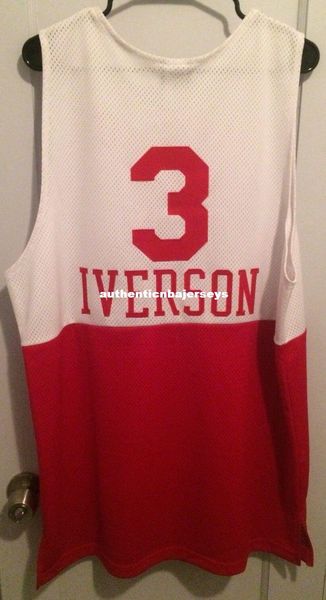 

дешевые оптовые продажи аллен айверсон джерси rb # 3 whtie футболка жилет сшитые баскетбольные майки ncaa, Black;blue