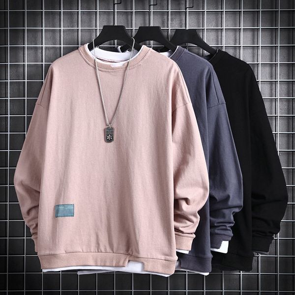

new fashion trend men's hoodie spring and autumn casual long sleeve loose o-neck sweatshirts men's clothing, Black