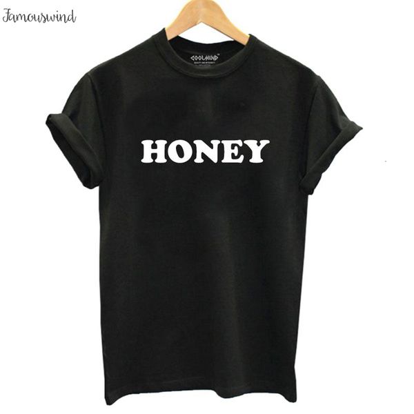

tshirt wr0411b cotton short sleeve t shirt women fashion honey print o neck women female summer t shirt, White