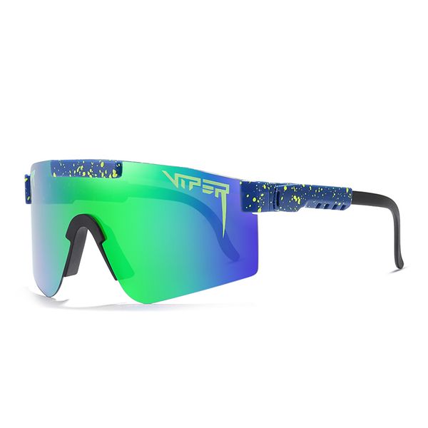 

brand colorful tr90 frame oversized windproof polarized sunglasses sport for men/women green mirrored lens pit viper pv01-c12, White;black