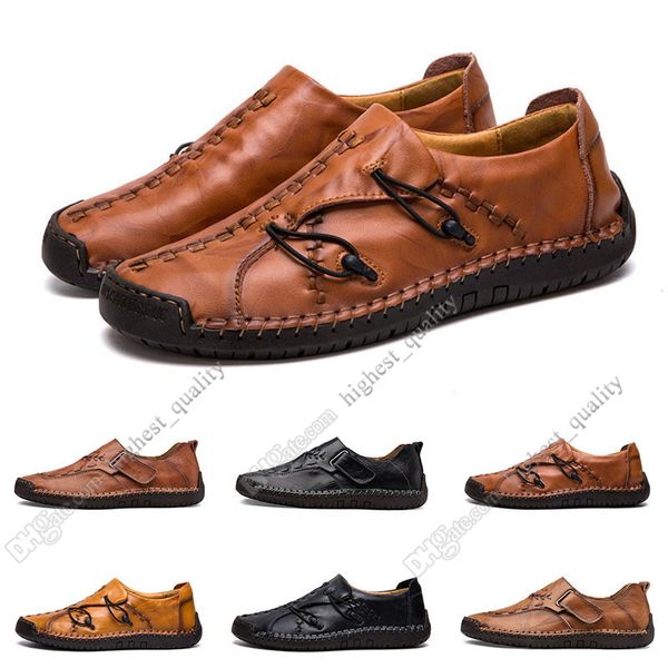

new hand stitching men's casual shoes set foot england peas shoes leather men's shoes low large size 38-48 sixteen, Black