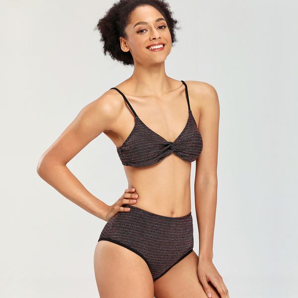 

2020 women's gradient split swimsuit bikini bikini triangle swimsuit 0184, White;black