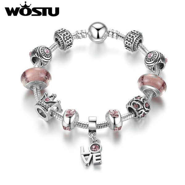 

wostu классический любовь подвеска высокого качества коричневый murano бисер star silver браслеты шарма подарка ювелирных изделий