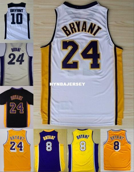 

#24 k b jersey purple yellow white retro basketball jersey embroidery logos ncaa college, Black;blue