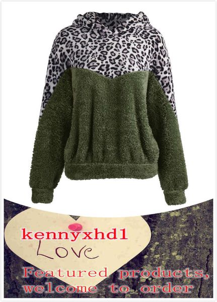 

leopard шить с длинными рукавами с капюшоном свитера осенью и зимой свитер двухстороннего плюша пальто новой крупного размера женской одежда, Black