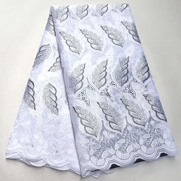 

2020 the latest big african swiss voile lace with stones for wedding african fabric lace 100% cotton swiss voile lace --202006, Black;white