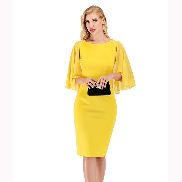 

chiffon flare sleeve dress for women summer pencil dress fashion slim ladies bodycon dress party cocktail dresses, White;black