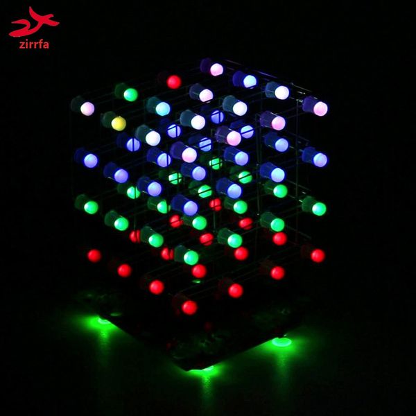 Freeshipping Mais Novo 3D 4X4X4 RGB cubeeds Full Color DIODO EMISSOR de Luz display eletrônico Kit DIY / Júnior 4 * 4 * 4 suporte Audrio alta qualidade