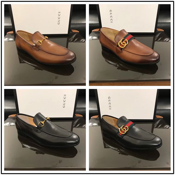 

19 brand luxury de igner brand male ca ual flat hoe cowhide leather lip on moca in metal button men 039 uit hoe zapatilla ize 3, Black